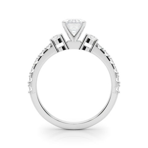 Silver Radiant Cut Three-Stone Diamond Pavé Band with Prong Setting 1