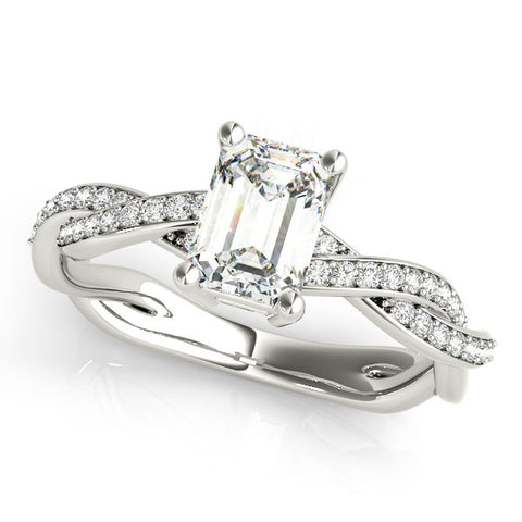 Silver Radiant Cut Twisted Pavé Band Solitaire Ring with Four-Prong Setting 2