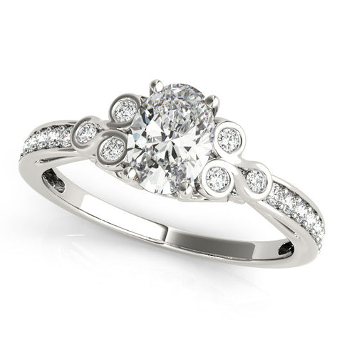 Silver Radiant Diamond Bezel and Prong Setting with Pave Band 1