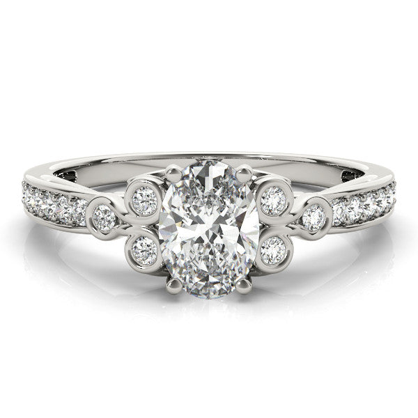 White gold Marquise Diamond Bezel and Prong Setting with Pave Band