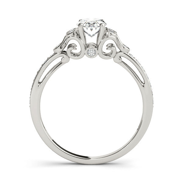 Silver Radiant Diamond Bezel and Prong Setting with Pave Band