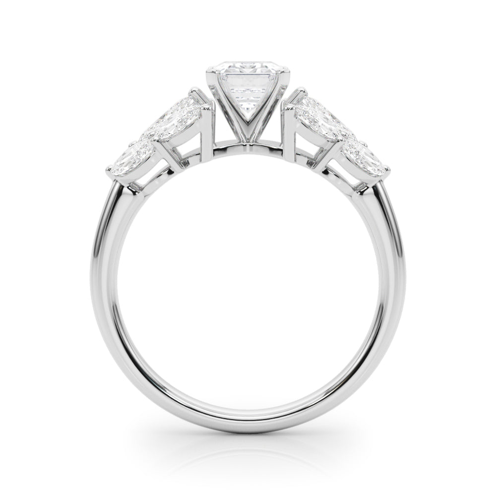 Silver Radiant Diamond Cluster Leaf Design Ring with Prong Setting 1