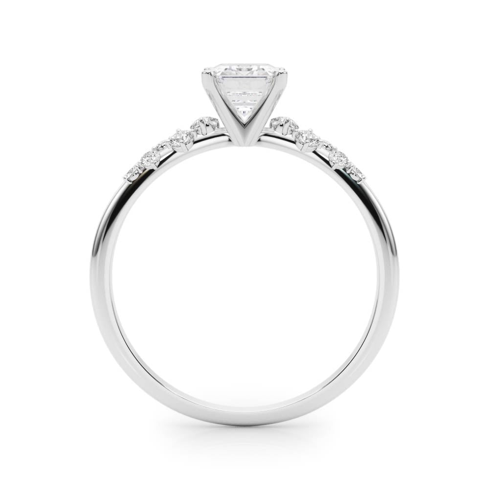 Silver Radiant Diamond Cluster Prong-Set Solitaire Ring 1