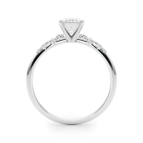 Silver Radiant Diamond Cluster Prong-Set Solitaire Ring 1