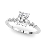Platinum 1.53 Carat D VVS2 Emerald Diamond Cluster Prong-Set Solitaire Ring
