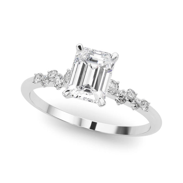 Platinum 1.53 Carat D VVS2 Emerald Diamond Cluster Prong-Set Solitaire Ring