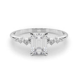 Platinum 1.53 Carat D VVS2 Emerald Diamond Cluster Prong-Set Solitaire Ring