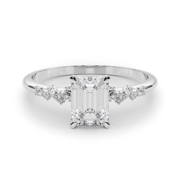Platinum 1.53 Carat D VVS2 Emerald Diamond Cluster Prong-Set Solitaire Ring