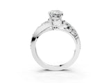Silver Radiant Diamond Halo Ring with Marquise and Pavé Band in Prong Setting_22