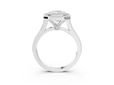 Silver Radiant Diamond Halo Ring with Milgrain Frame and Pavé Band 3
