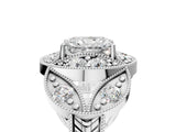 Silver Radiant Diamond Milgrain Marquise Filigree Engagement Ring with Prong Setting_11