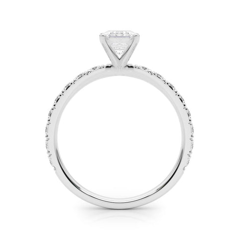Silver Radiant Diamond Pavé Band Solitaire with Four-Prong Setting 1