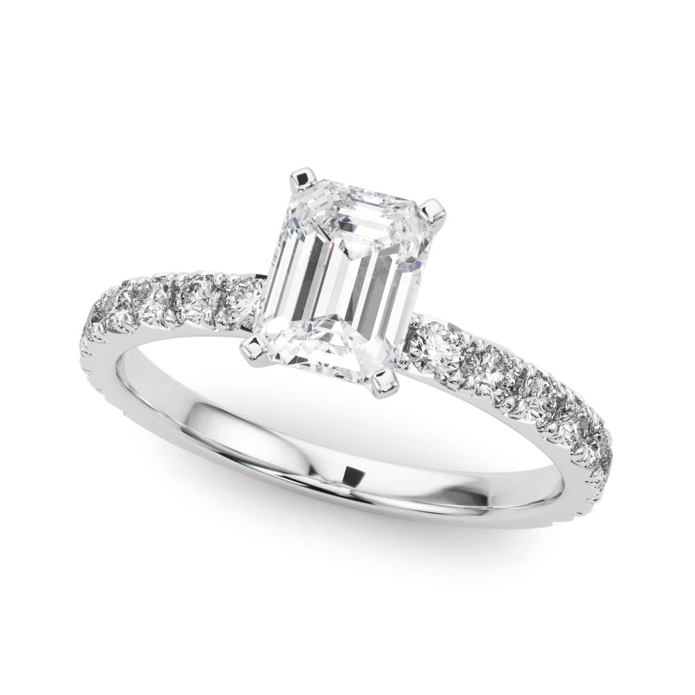 Silver Radiant Diamond Pavé Band Solitaire with Four-Prong Setting 2