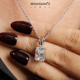 Silver Radiant Diamond Solitaire Pendant with Four Prong Setting_18