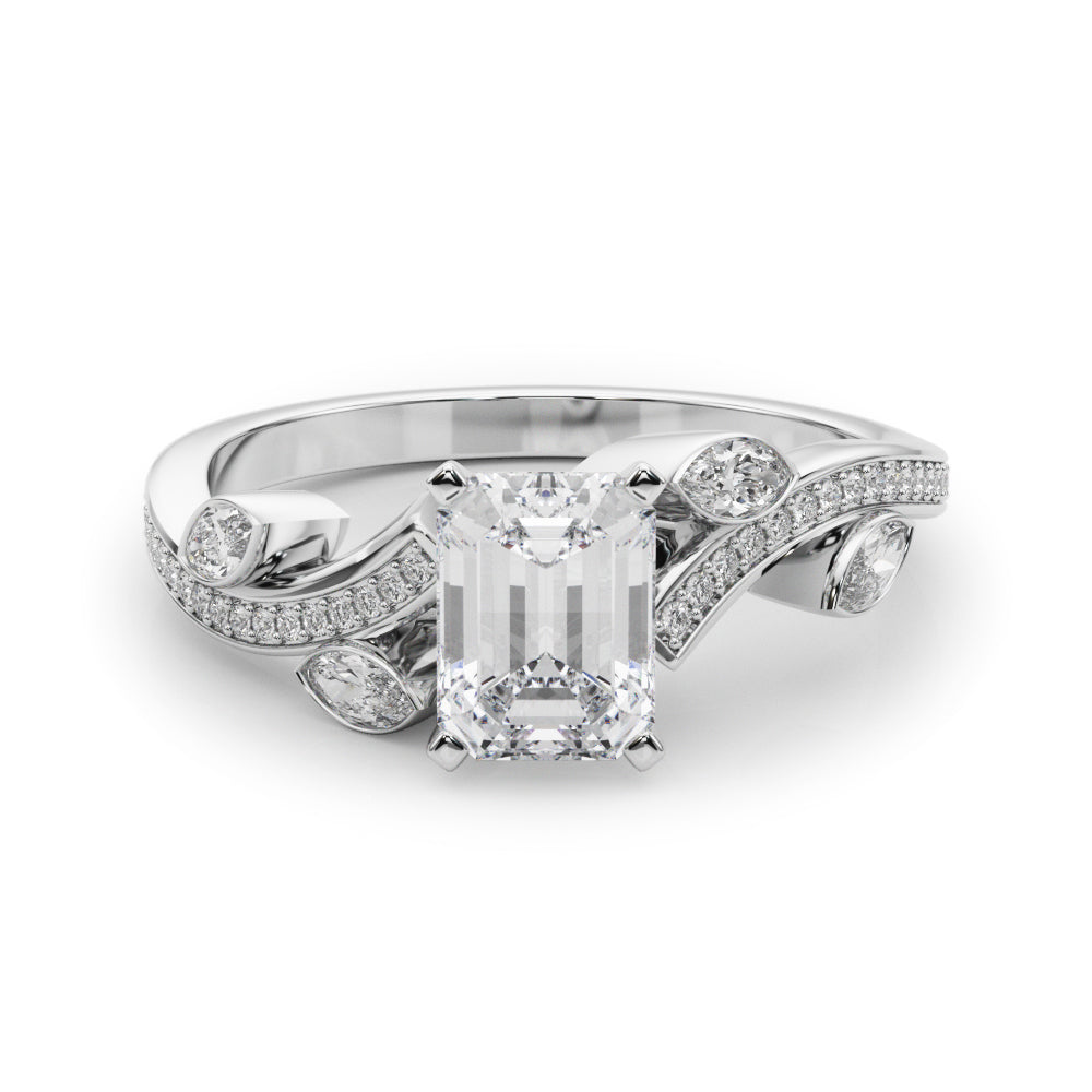 Silver Radiant Diamond Swirl Band with Prong Setting