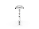Silver Radiant Halo Diamond Engagement Ring with Twisted Band and Four-Prong Setting 2