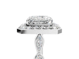 Silver Radiant Halo Diamond Engagement Ring with Twisted Band and Four-Prong Setting 5