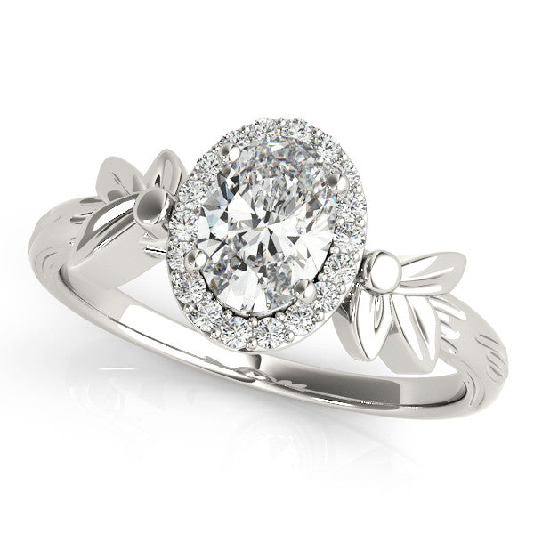 Silver Radiant Halo Diamond Floral Band with Four-Prong Setting 2
