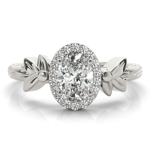 Silver Radiant Halo Diamond Floral Band with Four-Prong Setting