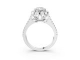 Silver Radiant Halo Diamond Floral Split Shank Engagement Ring 3