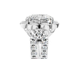 Silver Radiant Halo Diamond Floral Split Shank Engagement Ring 5