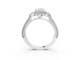 Silver Radiant Halo Milgrain Pave Diamond Ring with Four-Prong Setting 3