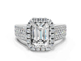 Silver Radiant Halo Round Diamond Pave Band with Prong Setting