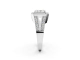 Silver Radiant Halo Split Shank Diamond Ring with Milgrain Prong Setting_8