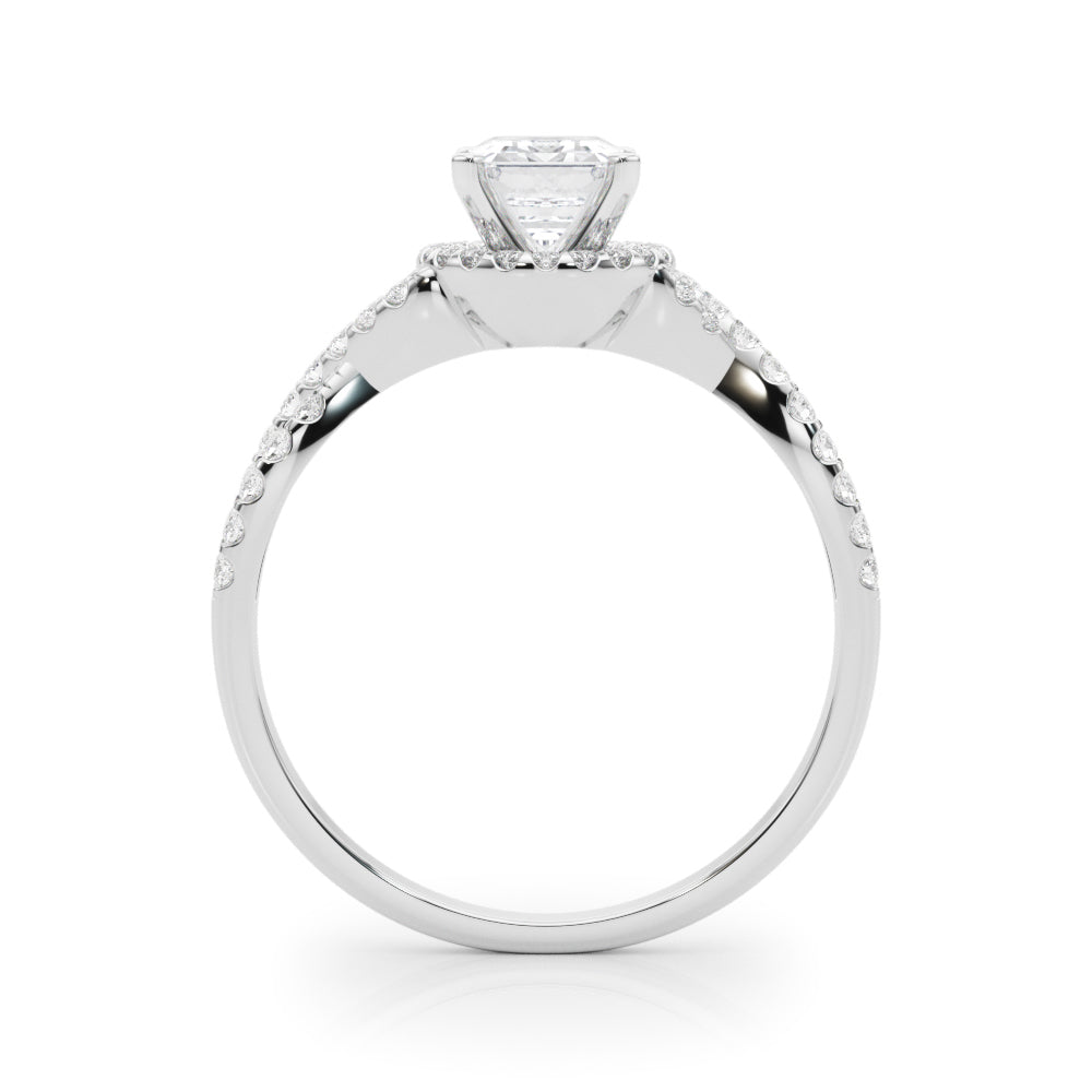 Silver Radiant Halo Twist Band Solitaire Prong Setting Ring 1