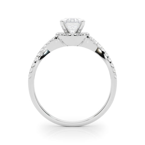Silver Radiant Halo Twist Band Solitaire Prong Setting Ring 1