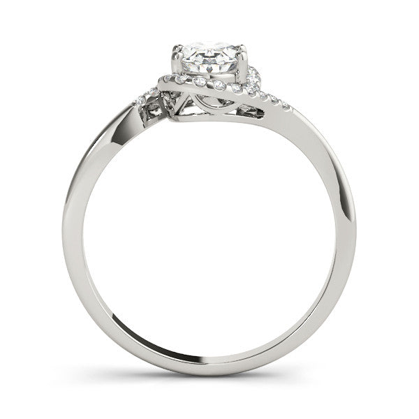 White gold Oval Halo Twist Band with Four-Prong Setting