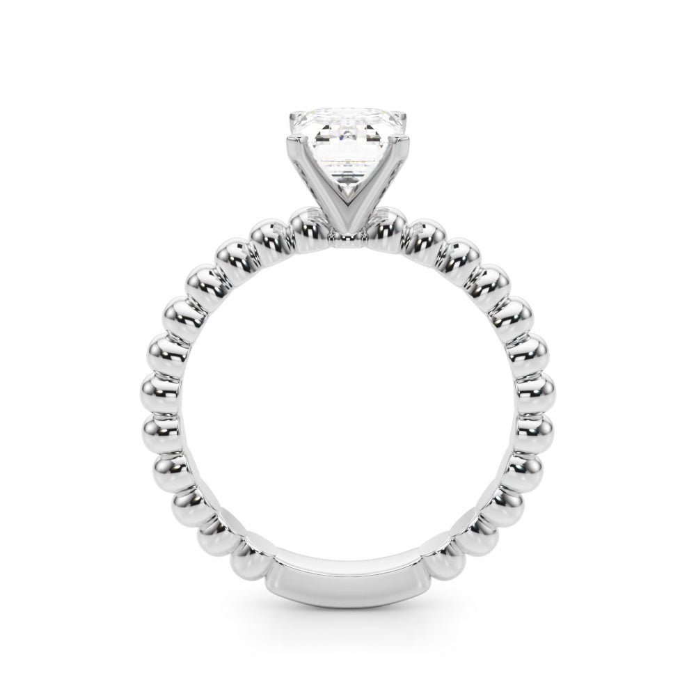 Silver Radiant Solitaire Beaded Band Prong Setting Ring