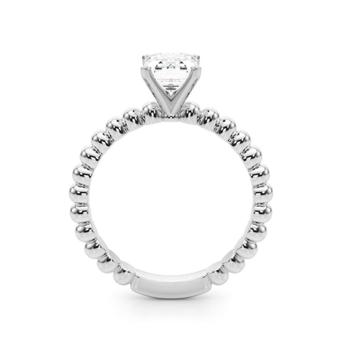 Silver Radiant Solitaire Beaded Band Prong Setting Ring