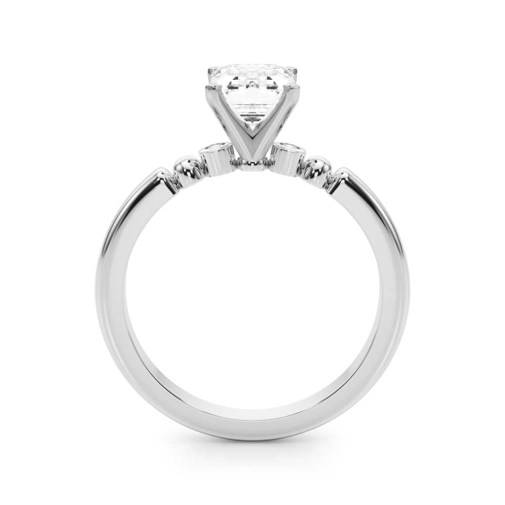 Silver Radiant Solitaire Beaded Band with Four-Prong Setting 1