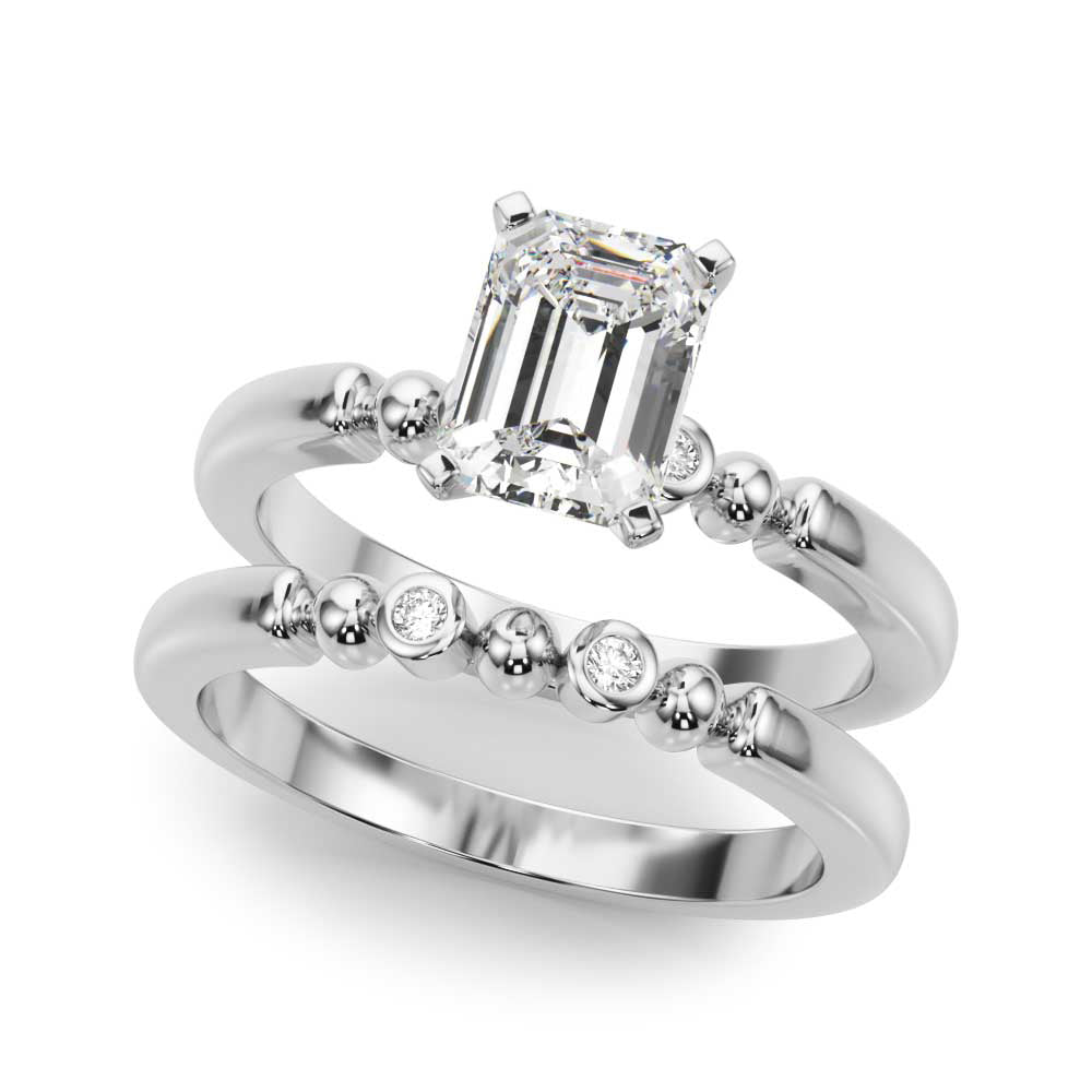 Silver Radiant Solitaire Beaded Band with Four-Prong Setting