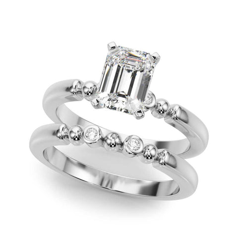 Silver Radiant Solitaire Beaded Band with Four-Prong Setting