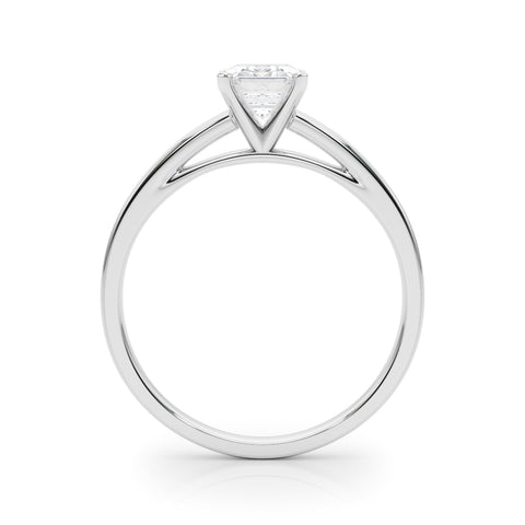 Silver Radiant Solitaire Diamond Engagement Ring with Four-Prong Setting on a Classic Band 1
