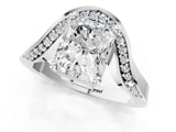 Silver Radiant Solitaire Diamond Engagement Ring with Pave Band and Four-Prong Setting 2