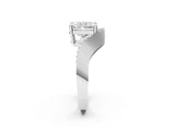 Silver Radiant Solitaire Diamond Engagement Ring with Pave Band and Four-Prong Setting 3