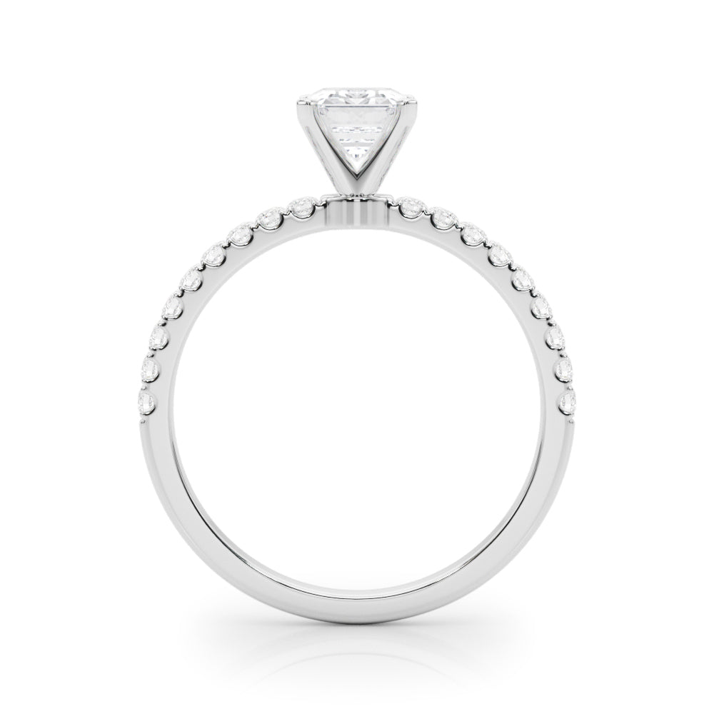 Silver Radiant Solitaire Diamond Pavé Band with Four-Prong Setting 1