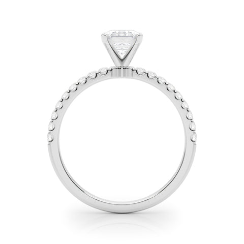 Silver Radiant Solitaire Diamond Pavé Band with Four-Prong Setting 1