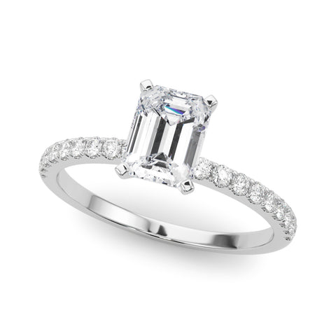 Silver Radiant Solitaire Diamond Pavé Band with Four-Prong Setting 2