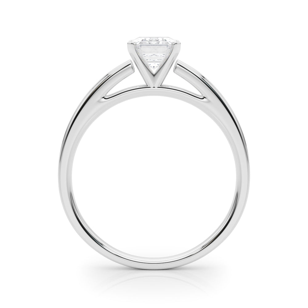 Silver Radiant Solitaire Diamond Ring with Four-Prong Setting and Classic Band 1