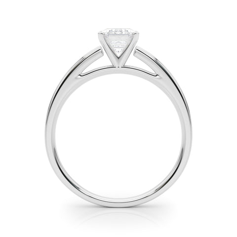 Silver Radiant Solitaire Diamond Ring with Four-Prong Setting and Classic Band 1