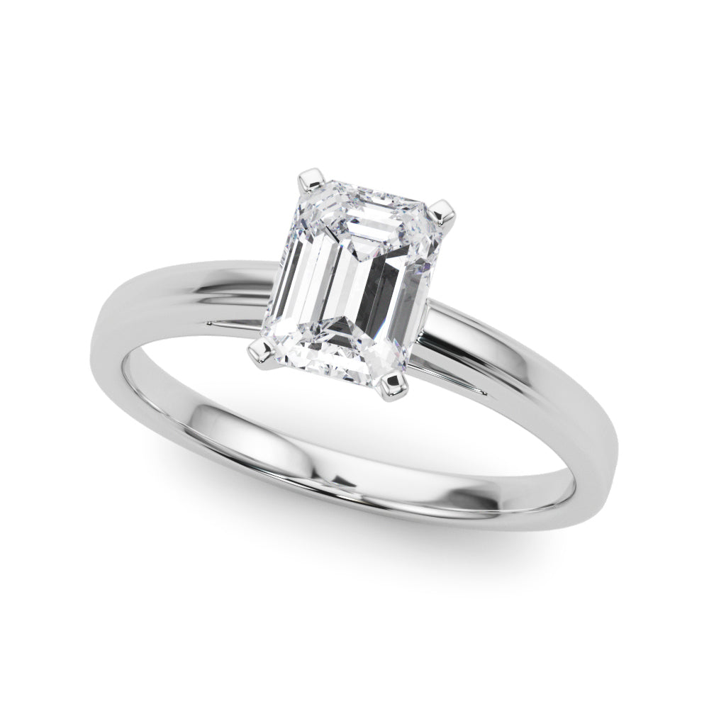 Silver Radiant Solitaire Diamond Ring with Four-Prong Setting and Classic Band 2