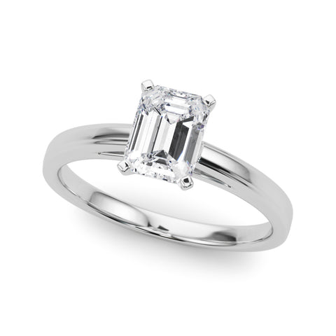 Silver Radiant Solitaire Diamond Ring with Four-Prong Setting and Classic Band 2