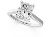 Silver Radiant Solitaire Diamond Ring with Four-Prong Setting and Tapered Band 2