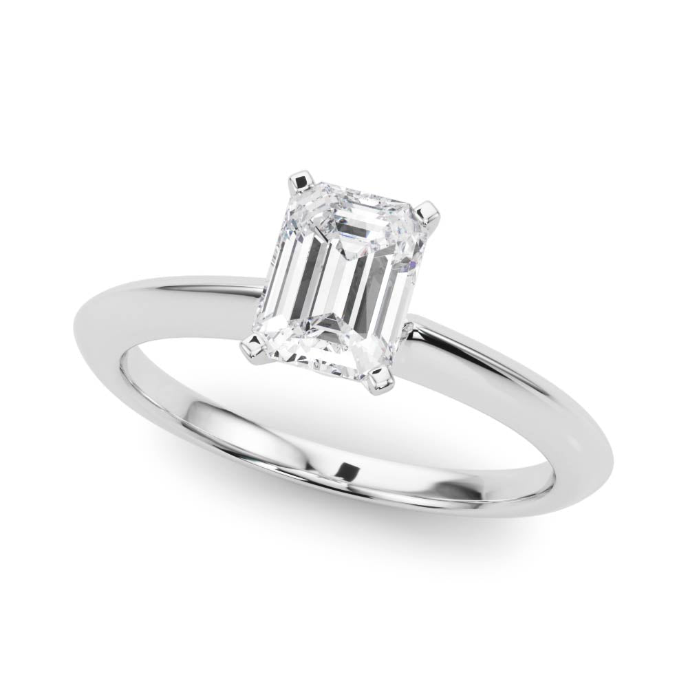 Silver Radiant Solitaire Diamond Ring with Six-Prong Setting on a Classic Band 2