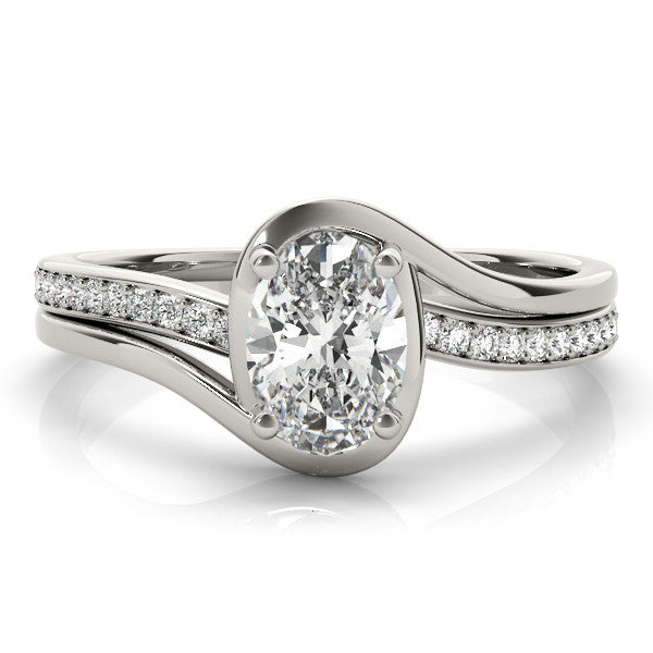 Silver Radiant Solitaire Diamond Ring with Split Shank and Prong Setting 2