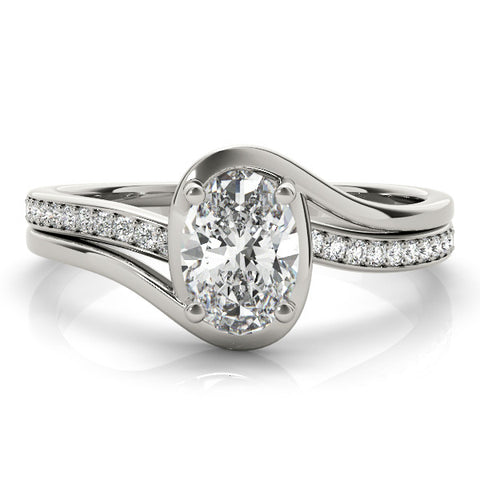 Silver Radiant Solitaire Diamond Ring with Split Shank and Prong Setting 2